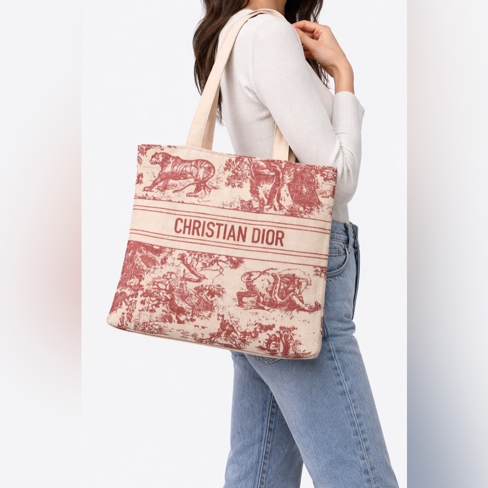 Dior DIORIVIERA Cream and Burgundy Canvas Tote